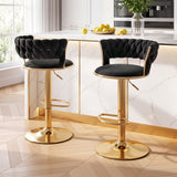 Darrahopens Furniture > Bar Stools & Chairs > Table & Bar Stools Artiss 2x Bar Stools Gas Lift Adjustable Velvet Woven Backrest Vivien Black In Australia - Darrahopens