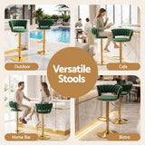 Darrahopens Furniture > Bar Stools & Chairs > Table & Bar Stools Artiss 2x Bar Stools Gas Lift Adjustable Velvet Woven Backrest Vivien Green In Australia - Darrahopens