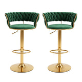 Darrahopens Furniture > Bar Stools & Chairs > Table & Bar Stools Artiss 2x Bar Stools Gas Lift Adjustable Velvet Woven Backrest Vivien Green In Australia - Darrahopens