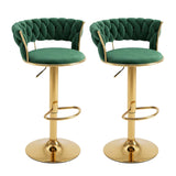 Darrahopens Furniture > Bar Stools & Chairs > Table & Bar Stools Artiss 2x Bar Stools Gas Lift Adjustable Velvet Woven Backrest Vivien Green In Australia - Darrahopens