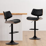 Darrahopens Furniture > Bar Stools & Chairs > Table & Bar Stools Artiss 2x Bar Stools Kitchen Dining Chairs Gas Lift Stool Wooden Leather Black