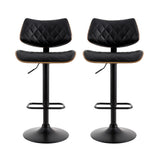 Darrahopens Furniture > Bar Stools & Chairs > Table & Bar Stools Artiss 2x Bar Stools Kitchen Dining Chairs Gas Lift Stool Wooden Leather Black