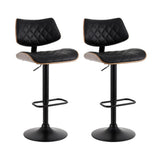 Darrahopens Furniture > Bar Stools & Chairs > Table & Bar Stools Artiss 2x Bar Stools Kitchen Dining Chairs Gas Lift Stool Wooden Leather Black