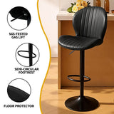 Darrahopens Furniture > Bar Stools & Chairs > Table & Bar Stools Artiss 2x Bar Stools Kitchen Swivel Gas Lift Counter Chair Shell Leather Black