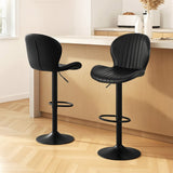 Darrahopens Furniture > Bar Stools & Chairs > Table & Bar Stools Artiss 2x Bar Stools Kitchen Swivel Gas Lift Counter Chair Shell Leather Black