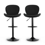 Darrahopens Furniture > Bar Stools & Chairs > Table & Bar Stools Artiss 2x Bar Stools Kitchen Swivel Gas Lift Counter Chair Shell Leather Black