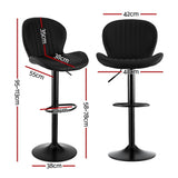 Darrahopens Furniture > Bar Stools & Chairs > Table & Bar Stools Artiss 2x Bar Stools Kitchen Swivel Gas Lift Counter Chair Shell Leather Black