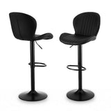 Darrahopens Furniture > Bar Stools & Chairs > Table & Bar Stools Artiss 2x Bar Stools Kitchen Swivel Gas Lift Counter Chair Shell Leather Black