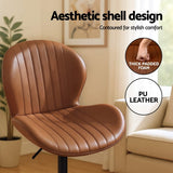 Darrahopens Furniture > Bar Stools & Chairs > Table & Bar Stools Artiss 2x Bar Stools Kitchen Swivel Gas Lift Counter Chair Shell Leather Brown