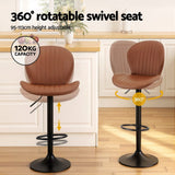Darrahopens Furniture > Bar Stools & Chairs > Table & Bar Stools Artiss 2x Bar Stools Kitchen Swivel Gas Lift Counter Chair Shell Leather Brown