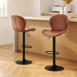 Darrahopens Furniture > Bar Stools & Chairs > Table & Bar Stools Artiss 2x Bar Stools Kitchen Swivel Gas Lift Counter Chair Shell Leather Brown