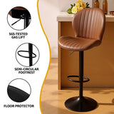 Darrahopens Furniture > Bar Stools & Chairs > Table & Bar Stools Artiss 2x Bar Stools Kitchen Swivel Gas Lift Counter Chair Shell Leather Brown