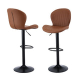 Darrahopens Furniture > Bar Stools & Chairs > Table & Bar Stools Artiss 2x Bar Stools Kitchen Swivel Gas Lift Counter Chair Shell Leather Brown