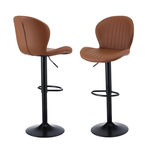 Darrahopens Furniture > Bar Stools & Chairs > Table & Bar Stools Artiss 2x Bar Stools Kitchen Swivel Gas Lift Counter Chair Shell Leather Brown