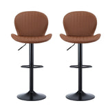 Darrahopens Furniture > Bar Stools & Chairs > Table & Bar Stools Artiss 2x Bar Stools Kitchen Swivel Gas Lift Counter Chair Shell Leather Brown