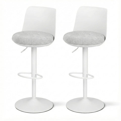 Darrahopens Furniture > Bar Stools & Chairs > Table & Bar Stools Artiss 2x Bar Stools Kitchen Swivel Gas Lift Counter Dining Chair Curved White