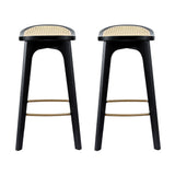 Darrahopens Furniture > Bar Stools & Chairs > Table & Bar Stools Artiss 2x Bar Stools Rattan Counter Kitchen Dinning Chair Bamboo Saddle Black