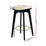Darrahopens Furniture > Bar Stools & Chairs > Table & Bar Stools Artiss 2x Bar Stools Rattan Counter Kitchen Dinning Chair Bamboo Saddle Black