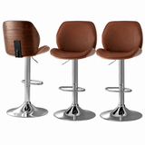 Darrahopens Furniture > Bar Stools & Chairs > Table & Bar Stools Artiss 3X Bar Stools Bentwood Adjustable Kitchen Counter Chair PU Leather Brown In Australia - Darrahopens
