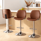 Darrahopens Furniture > Bar Stools & Chairs > Table & Bar Stools Artiss 3X Bar Stools Bentwood Adjustable Kitchen Counter Chair PU Leather Brown In Australia - Darrahopens
