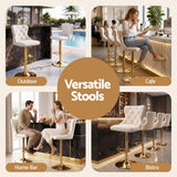Darrahopens Furniture > Bar Stools & Chairs > Table & Bar Stools Artiss 3x Bar Stools Counter Chair Kitchen Adjustable Nailhead Trim Velvet Ivory In Australia - Darrahopens