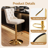 Darrahopens Furniture > Bar Stools & Chairs > Table & Bar Stools Artiss 3x Bar Stools Counter Chair Kitchen Adjustable Nailhead Trim Velvet Ivory In Australia - Darrahopens