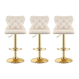 Darrahopens Furniture > Bar Stools & Chairs > Table & Bar Stools Artiss 3x Bar Stools Counter Chair Kitchen Adjustable Nailhead Trim Velvet Ivory In Australia - Darrahopens