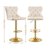 Darrahopens Furniture > Bar Stools & Chairs > Table & Bar Stools Artiss 3x Bar Stools Counter Chair Kitchen Adjustable Nailhead Trim Velvet Ivory In Australia - Darrahopens