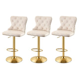 Darrahopens Furniture > Bar Stools & Chairs > Table & Bar Stools Artiss 3x Bar Stools Counter Chair Kitchen Adjustable Nailhead Trim Velvet Ivory In Australia - Darrahopens