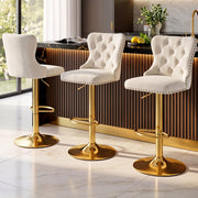 Darrahopens Furniture > Bar Stools & Chairs > Table & Bar Stools Artiss 3x Bar Stools Counter Chair Kitchen Adjustable Nailhead Trim Velvet Ivory In Australia - Darrahopens