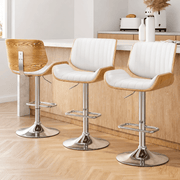 Darrahopens Furniture > Bar Stools & Chairs > Table & Bar Stools Artiss 3x Bar Stools Counter Chairs Adjustable Swivel PU Leather Galina White In Australia - Darrahopens