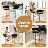 Darrahopens Furniture > Bar Stools & Chairs > Table & Bar Stools Artiss 3x Bar Stools Gas Lift Adjustable Velvet Woven Backrest Vivien Black In Australia - Darrahopens