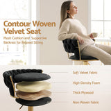 Darrahopens Furniture > Bar Stools & Chairs > Table & Bar Stools Artiss 3x Bar Stools Gas Lift Adjustable Velvet Woven Backrest Vivien Black In Australia - Darrahopens