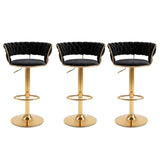 Darrahopens Furniture > Bar Stools & Chairs > Table & Bar Stools Artiss 3x Bar Stools Gas Lift Adjustable Velvet Woven Backrest Vivien Black In Australia - Darrahopens
