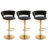 Darrahopens Furniture > Bar Stools & Chairs > Table & Bar Stools Artiss 3x Bar Stools Gas Lift Adjustable Velvet Woven Backrest Vivien Black In Australia - Darrahopens