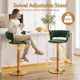 Darrahopens Furniture > Bar Stools & Chairs > Table & Bar Stools Artiss 3x Bar Stools Gas Lift Adjustable Velvet Woven Backrest Vivien Green In Australia - Darrahopens
