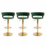 Darrahopens Furniture > Bar Stools & Chairs > Table & Bar Stools Artiss 3x Bar Stools Gas Lift Adjustable Velvet Woven Backrest Vivien Green In Australia - Darrahopens