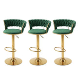 Darrahopens Furniture > Bar Stools & Chairs > Table & Bar Stools Artiss 3x Bar Stools Gas Lift Adjustable Velvet Woven Backrest Vivien Green In Australia - Darrahopens