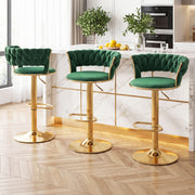 Darrahopens Furniture > Bar Stools & Chairs > Table & Bar Stools Artiss 3x Bar Stools Gas Lift Adjustable Velvet Woven Backrest Vivien Green In Australia - Darrahopens