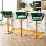 Darrahopens Furniture > Bar Stools & Chairs > Table & Bar Stools Artiss 3x Bar Stools Gas Lift Adjustable Velvet Woven Backrest Vivien Green In Australia - Darrahopens