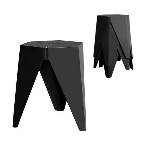 Darrahopens Furniture > Bar Stools & Chairs > Table & Bar Stools Artiss 4PC Puzzle Stool Plastic Bar Stools Stackable Black