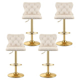 Darrahopens Furniture > Bar Stools & Chairs > Table & Bar Stools Artiss 4x Bar Stools Counter Chair Kitchen Adjustable Nailhead Trim Velvet Ivory In Australia - Darrahopens