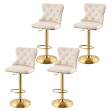 Darrahopens Furniture > Bar Stools & Chairs > Table & Bar Stools Artiss 4x Bar Stools Counter Chair Kitchen Adjustable Nailhead Trim Velvet Ivory In Australia - Darrahopens