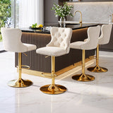 Darrahopens Furniture > Bar Stools & Chairs > Table & Bar Stools Artiss 4x Bar Stools Counter Chair Kitchen Adjustable Nailhead Trim Velvet Ivory In Australia - Darrahopens