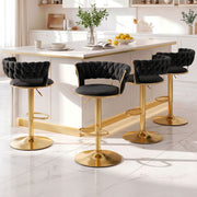 Darrahopens Furniture > Bar Stools & Chairs > Table & Bar Stools Artiss 4x Bar Stools Gas Lift Adjustable Velvet Woven Backrest Vivien Black In Australia - Darrahopens