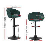 Darrahopens Furniture > Bar Stools & Chairs > Table & Bar Stools Artiss 4x Bar Stools Gas Lift Velvet Green