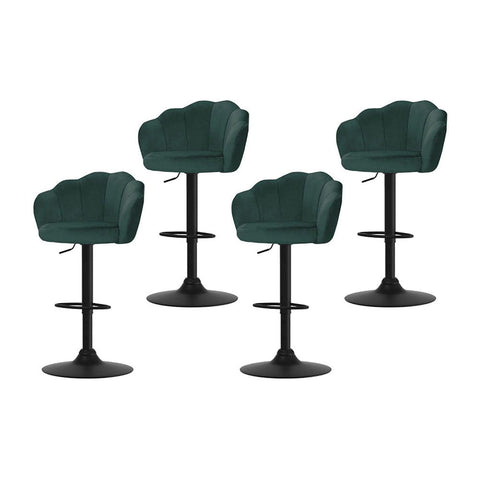 Darrahopens Furniture > Bar Stools & Chairs > Table & Bar Stools Artiss 4x Bar Stools Gas Lift Velvet Green