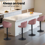 Darrahopens Furniture > Bar Stools & Chairs > Table & Bar Stools Artiss 4x Bar Stools Gas Lift Velvet Pink