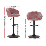 Darrahopens Furniture > Bar Stools & Chairs > Table & Bar Stools Artiss 4x Bar Stools Gas Lift Velvet Pink