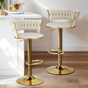 Darrahopens Furniture > Bar Stools & Chairs > Table & Bar Stools Artiss 4x Bar Stools Gas Lift Velvet Woven Backrest Ivory
